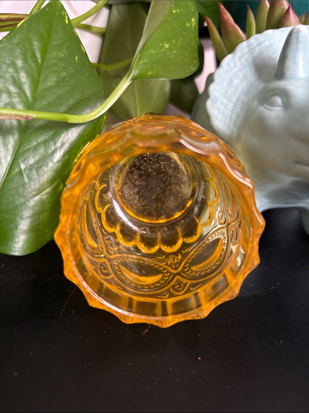 Vintage Embossed Glass candle holder - Picture 2 of 3